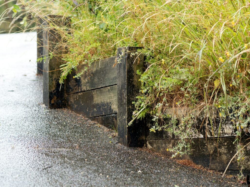 wood retaining wall