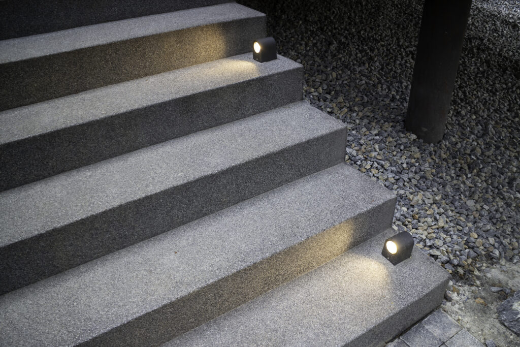 Concrete stairs with light